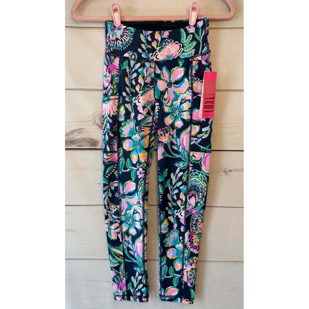 Lilly Pulitzer Luxletic Weekender Mid Rise Leggings Shes Got Sol Navy XXS 009221